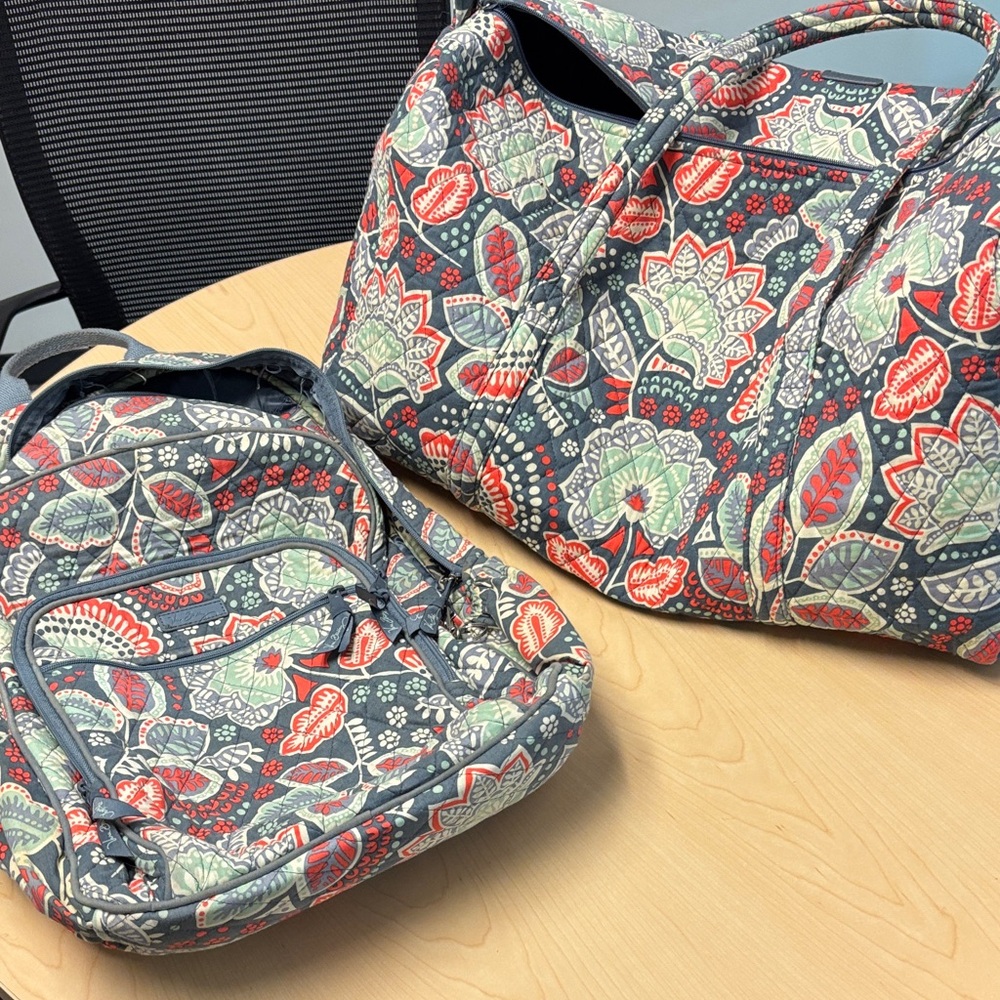 Vera Bradley duffel and backpack set